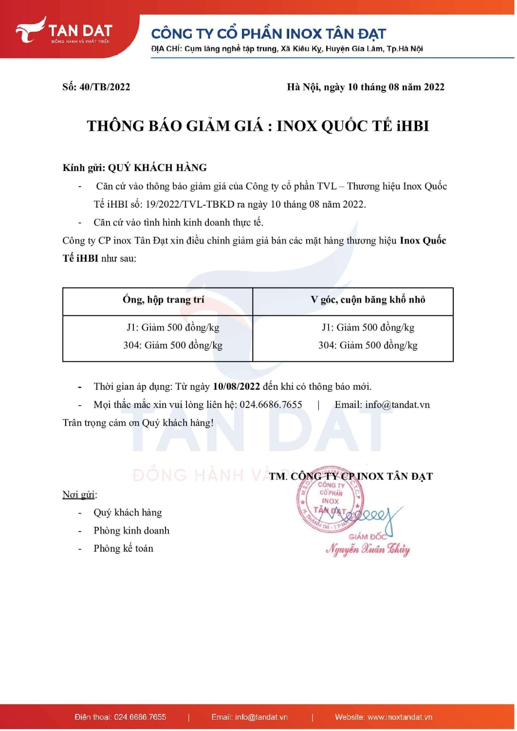 inoxtandat thong bao dieu chinh giam gia mot so mat hang inox quoc te ihbi ngay 10 08 2022 den khi co thong bao moi 01